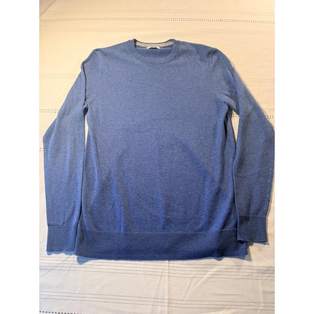 Old Navy Mens Blue Heather Crew Neck Lightweight Knit Sweater Small Long Sleeve